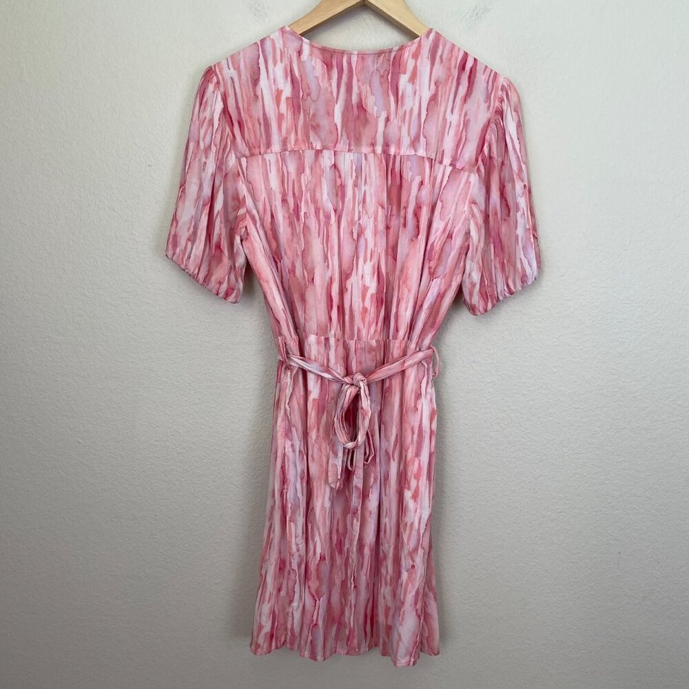 Anthropologie Cloth & Stone Womens Medium Button Up Mini Dress Short Sleeve Pink - Picture 15 of 16